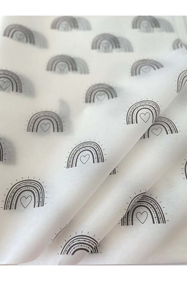 White Pelur Paper with Black Rainbow Pattern / Packaging Paper - 10 Pieces / 50X70 Cm.