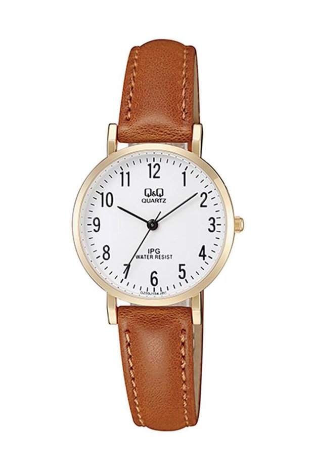 Qz03j104y Model Brown Leather Cord Women's Wristwatch