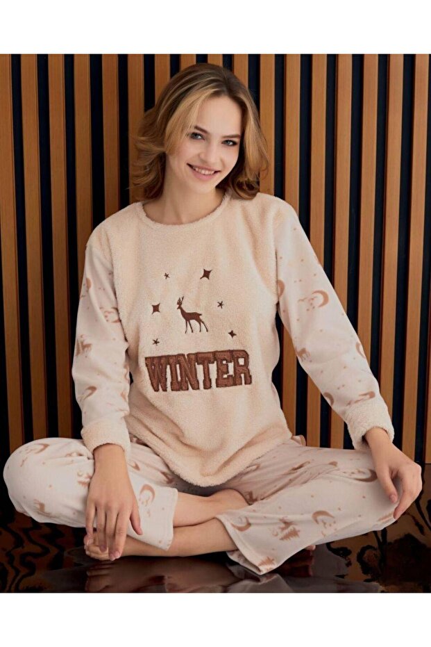 Kadın Welsoft Pijama Takım Winter Baskı - 1