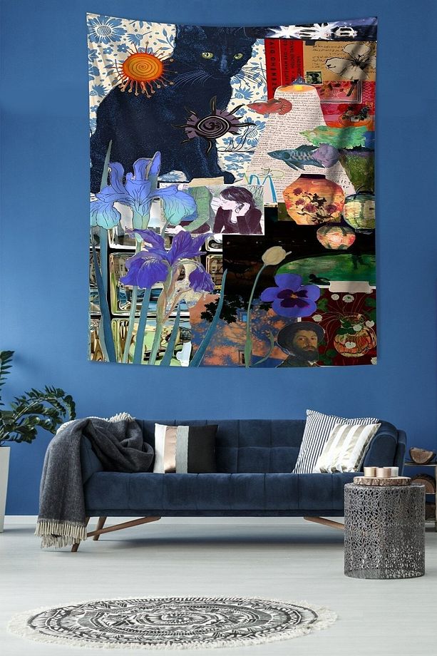 Renkli Dünyam Leke Tutmaz Kumaş Duvar Örtüsü Duvar Halısı Tapestry - 3