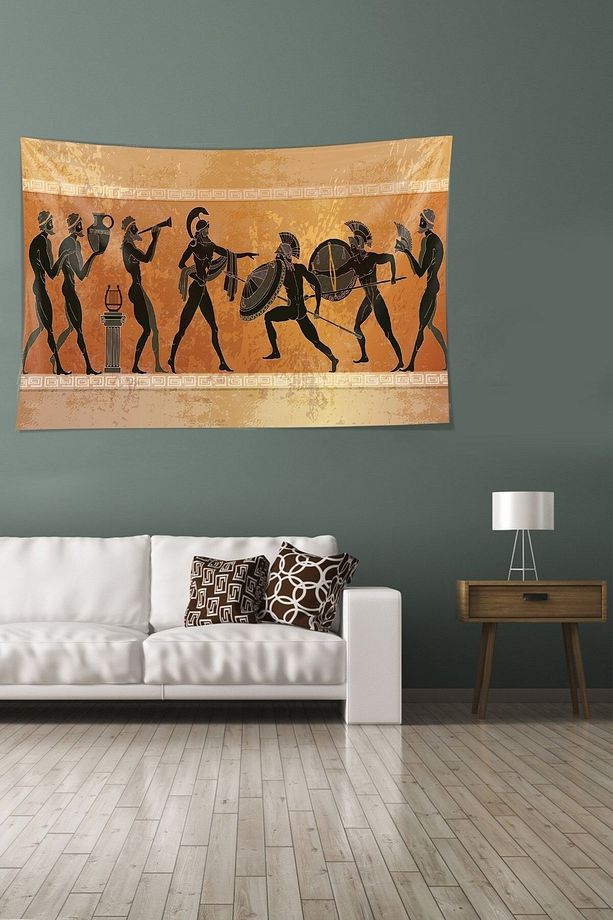 Antik Mısırlı Leke Tutmaz Kadife Dokulu Kumaş Duvar Örtüsü Duvar Halısı Tapestry - 2