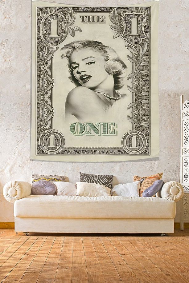 Mariyln Monreo One Dolar Leke Tutmaz Kumaş Duvar Örtüsü Duvar Halısı Tapestry - 2