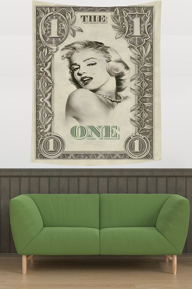 Mariyln Monreo One Dolar Leke Tutmaz Kumaş Duvar Örtüsü Duvar Halısı Tapestry - 1