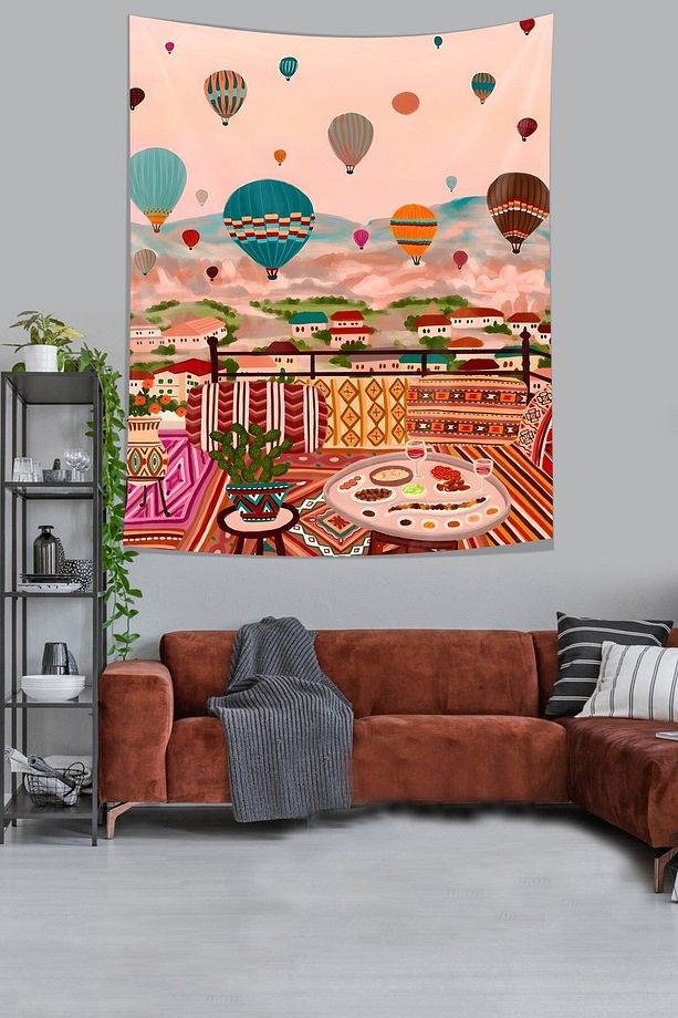 Kapadokya Leke Tutmaz Kumaş Duvar Örtüsü Duvar Halısı Tapestry - 3