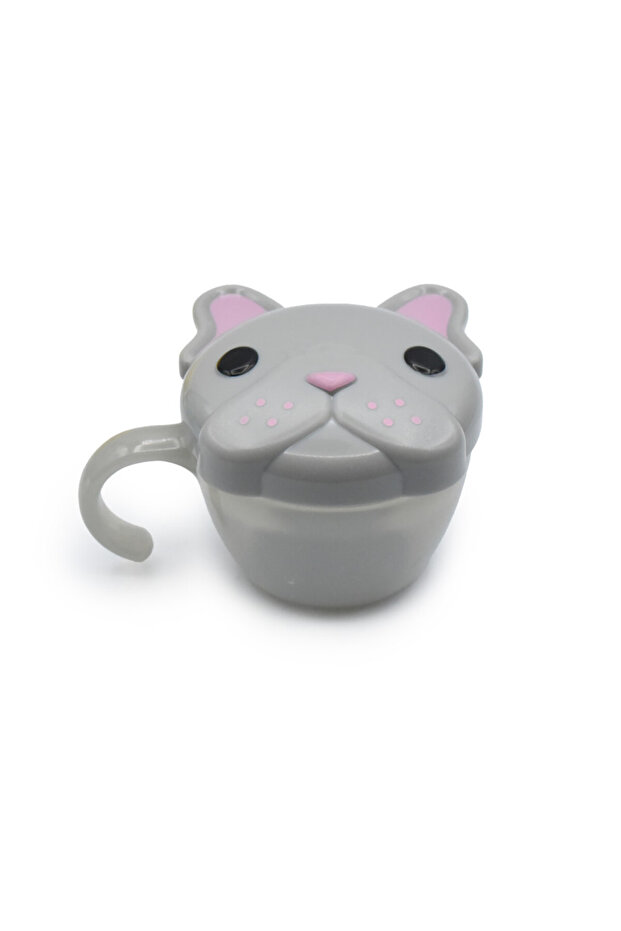 Snack Container with Finger Trap - Grey & Pink Bulldog