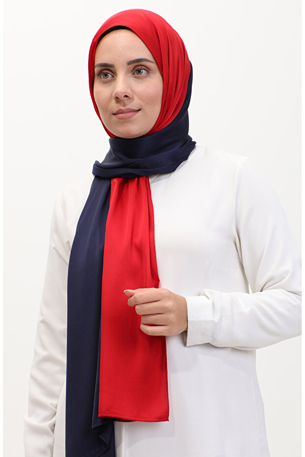 Karaca Three-Color Shawl 81049-22 Navy Blue Red