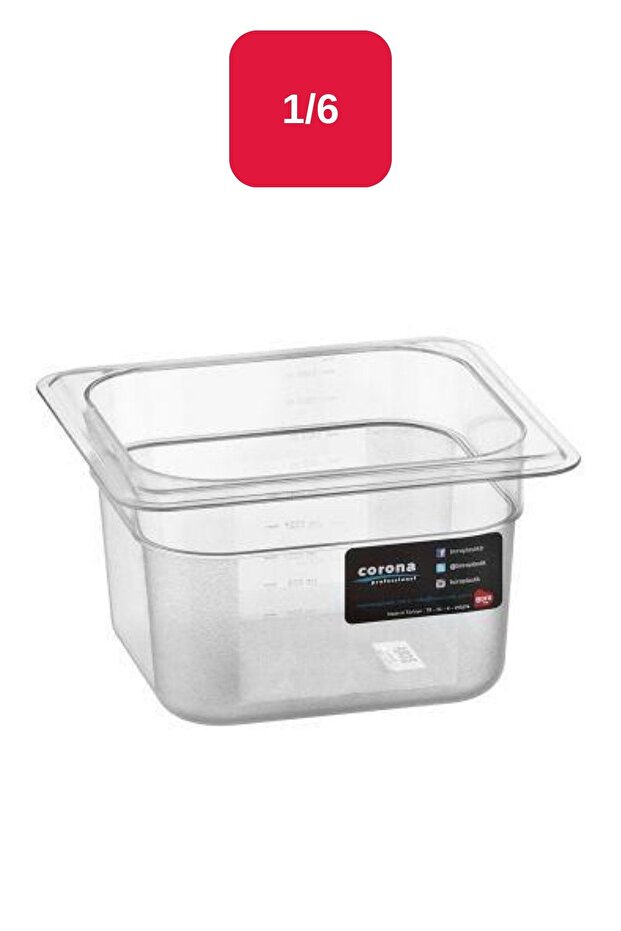 حوض استحمام PC Gastronom 1/6 مربع شفاف - 100 مم - Bo144