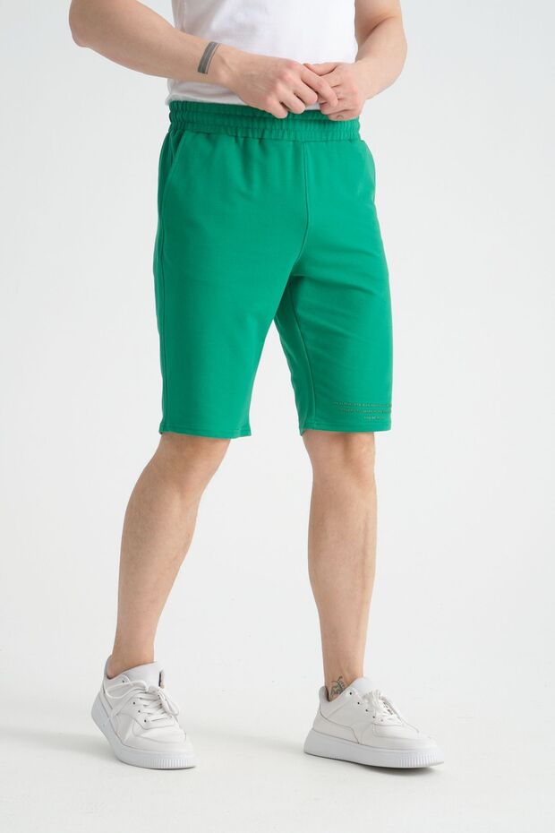 Baskı Detaylı Regular Kalıp Benetton Rengi Erkek Şort - 3