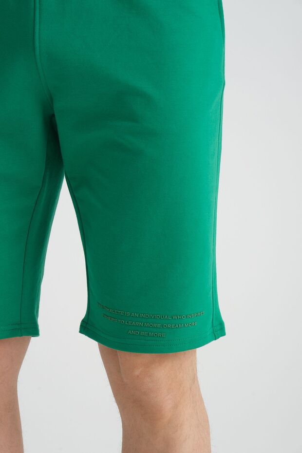 Baskı Detaylı Regular Kalıp Benetton Rengi Erkek Şort - 7