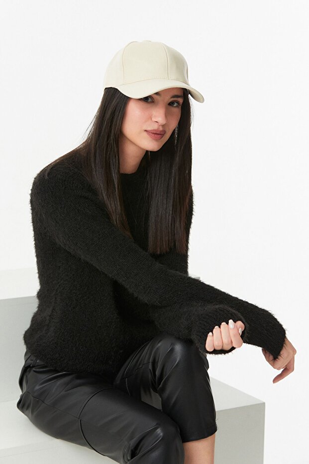 Faux Leather Back Adjustable Cap Hat - 2