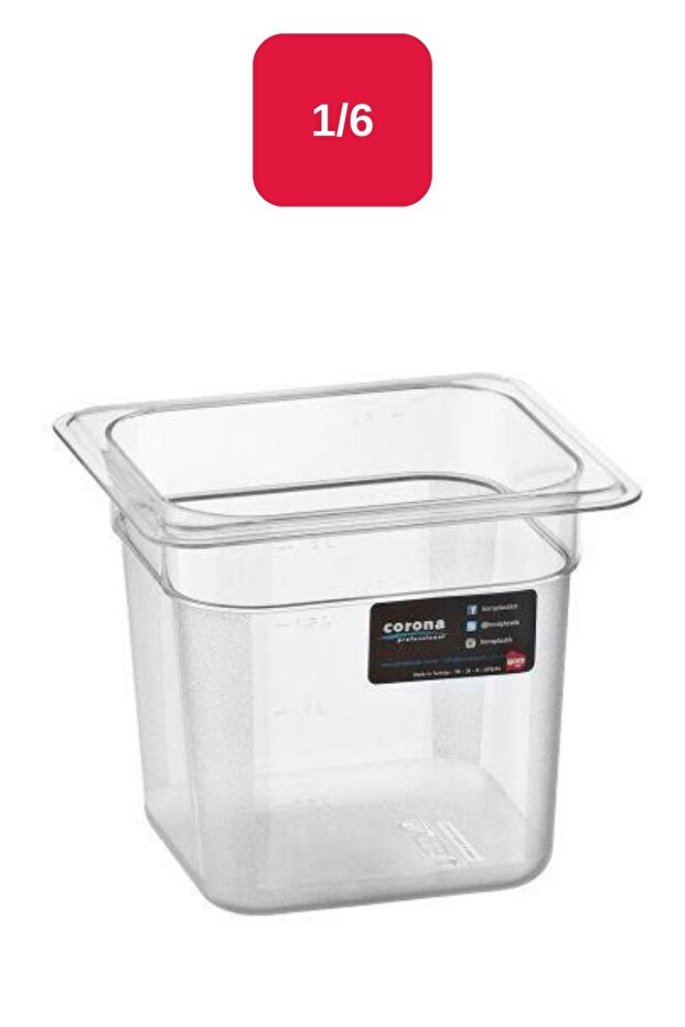 PC Gastronom 1/6 Bathtub Square Transparent - 150 Mm - Bo145