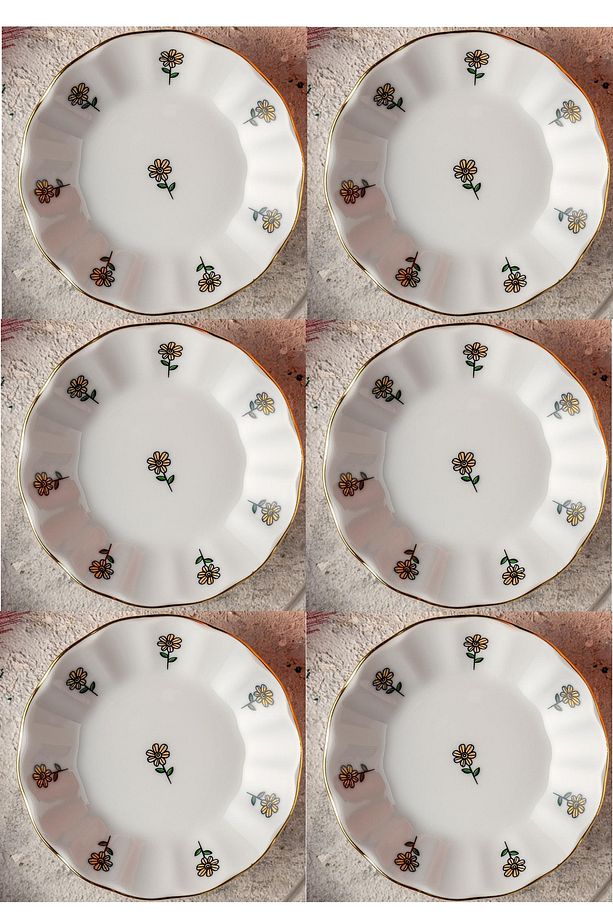 Sarı Papatya Çay Tabağı 6'lı 11 CM - 1
