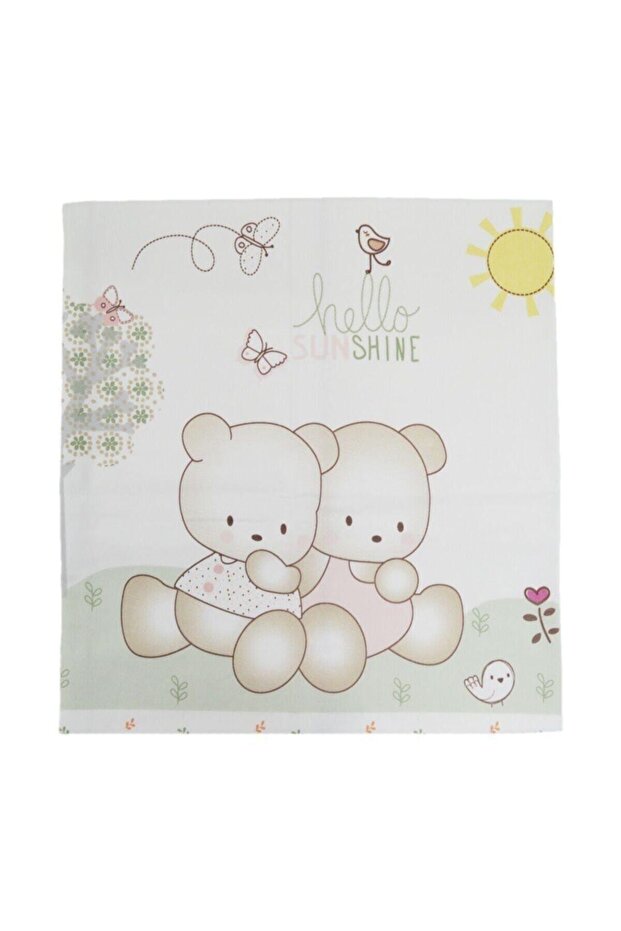Baby Girl Ecru-pink 5235 Teddy Bears in the Garden Flannel Blanket