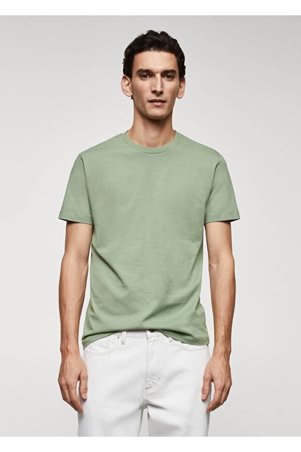 Basic Streç Pamuklu Tişört - 1