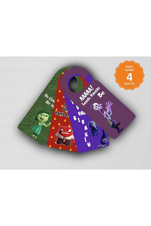 Ters Yüz "inside Out 2 4lü  Ahşap Kapı Askısı Model 1 - 1