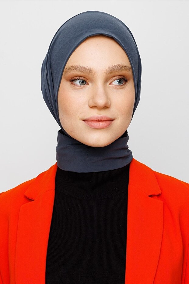 Practical Scarf Shawl with Snap Fasteners, Practical Hijab Bonnet Scarf Shawl, Snap Fastener Combed Cotton Shawl, Sports Scarf Shawl Anthracite