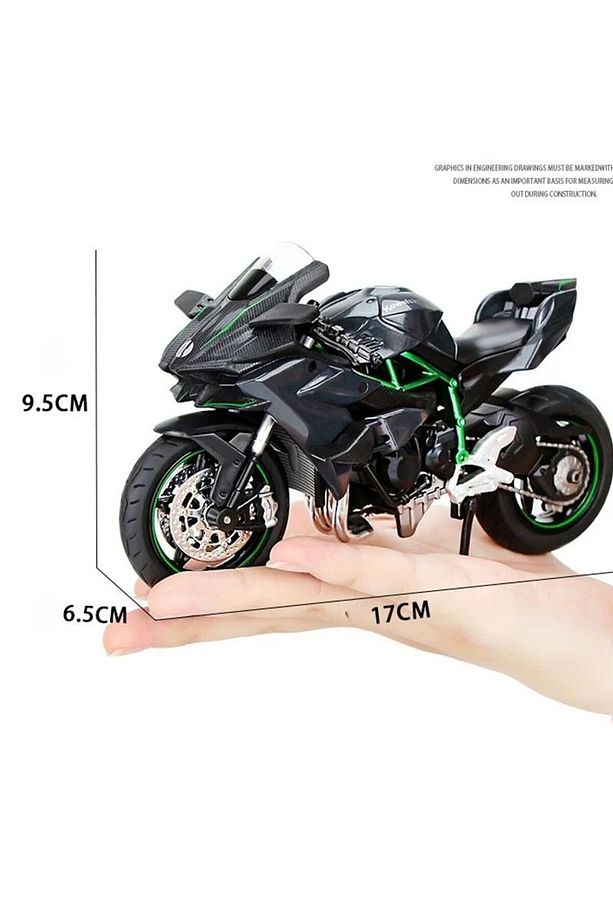 KAWASAKİ NİNJA H2R 1/12 MODEL MAKET MOTOR SİYAH - 5