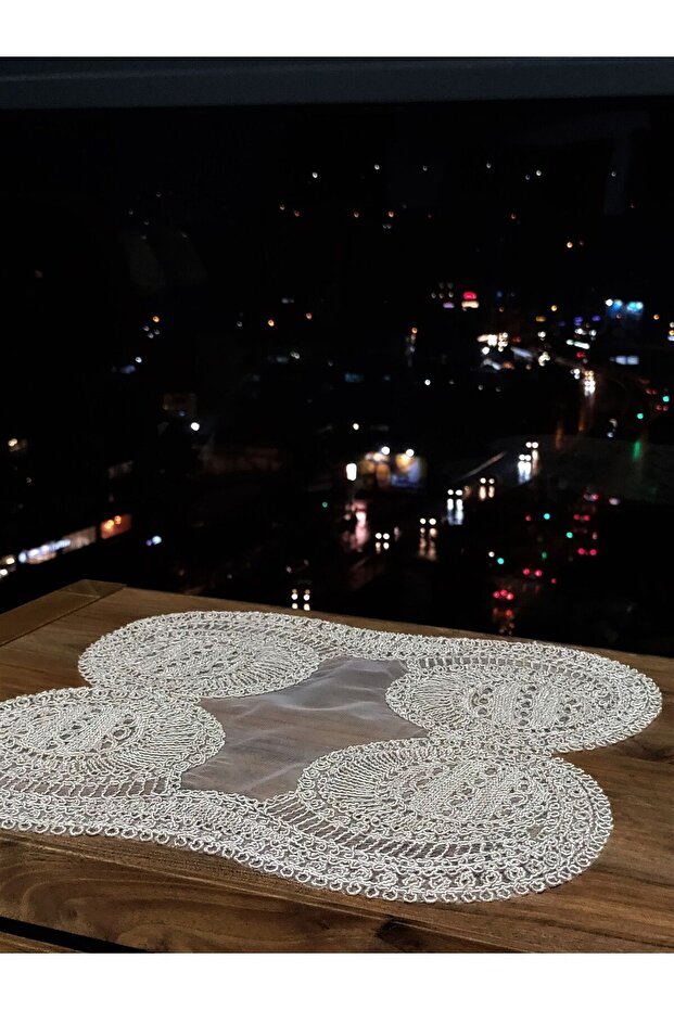 Placemat Embroidery Luxury Supla Nur Table and Presentation Set Dowry Cup Cappuccino