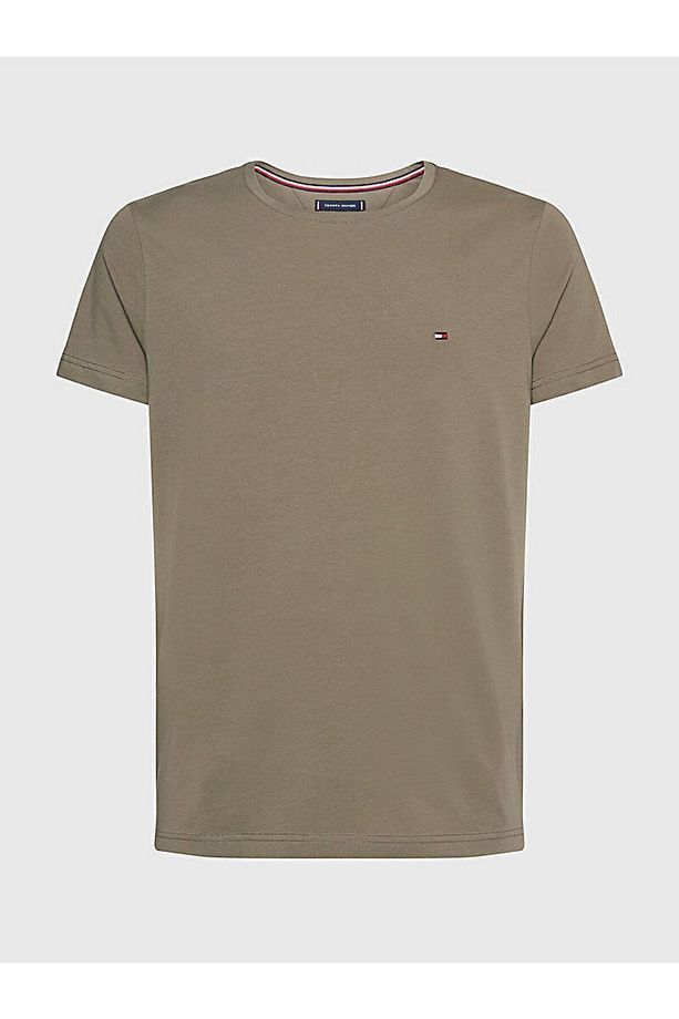 Erkek Dokuma Kumaş Kısa Kol Düz Model Haki T-Shirt MW0MW10800-RBU - 5