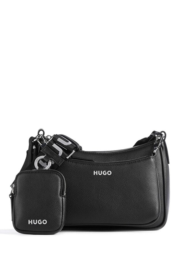 Women's Black Shoulder Bag with Brand Logo and Adjustable Shoulder Strap50516579-001