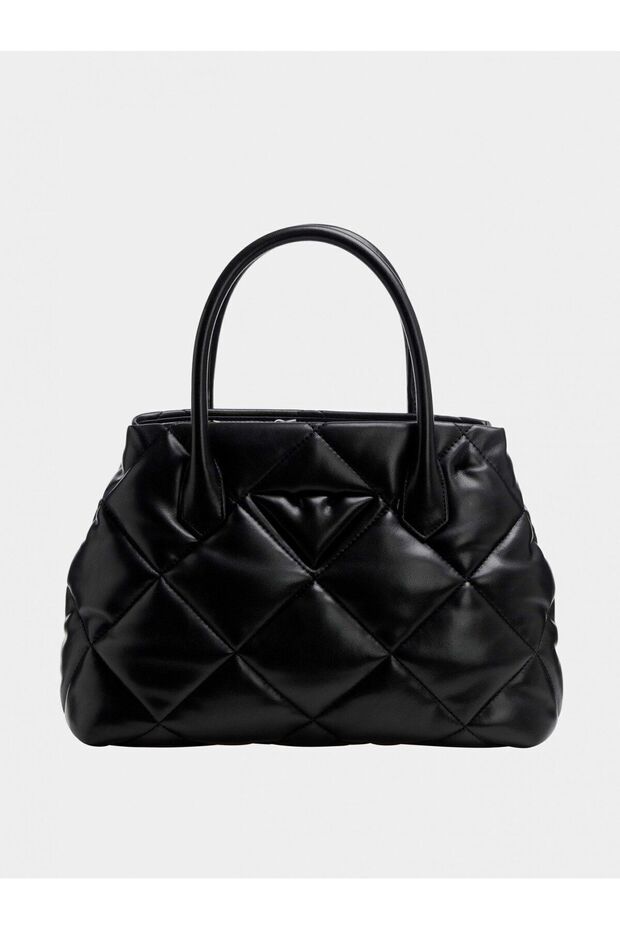 Women's Brand Logo Leather Daily Use Black Shoulder Bag Y3D269 YWJ8I-80001