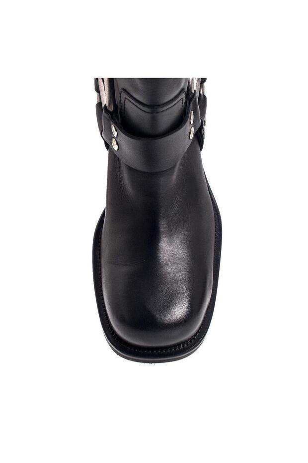 Hassy Siyah Deri  Kadın Topuklu Bot - 3
