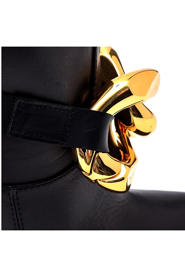 Farah Siyah Deri Kadın Topuklu Bot - 5