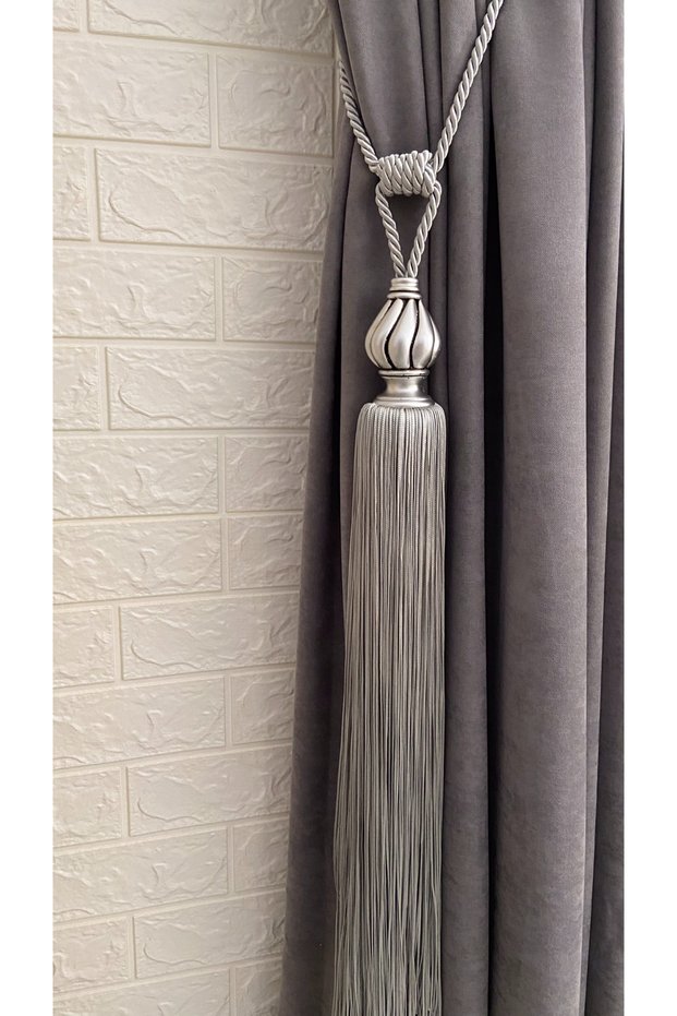 Curtain Accessory Polyester Short Coiled Model Tasseled Braçol Cornice Takmatik 1 Piece
