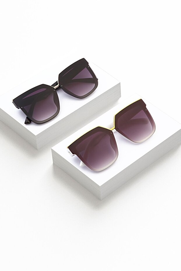 2-Piece Square Selin Black Women's Special Offer Set Sunglasses