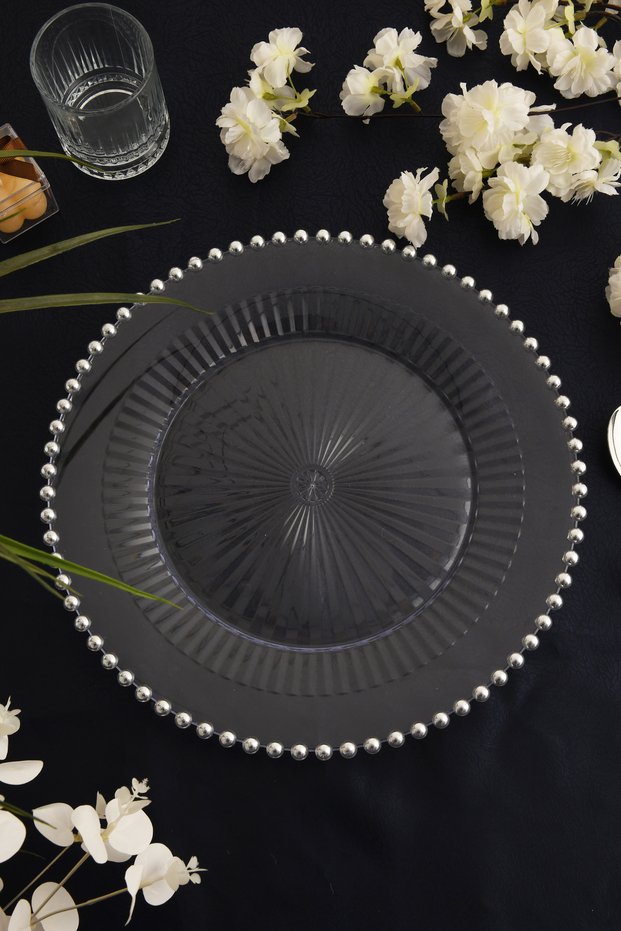 Inci 6-piece Silver Color Charger Set - Luxury Hard Plastic
