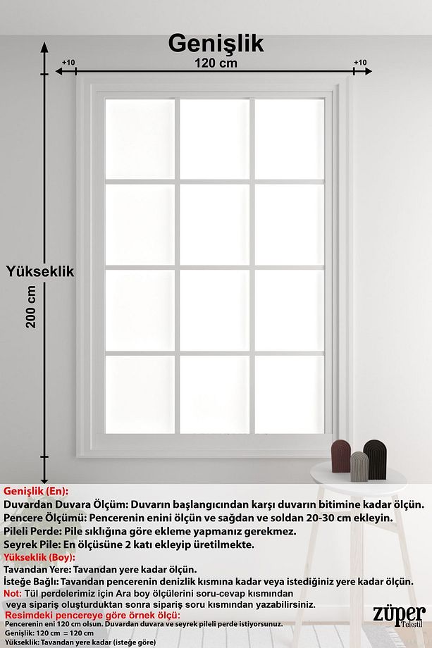 Tül Perde Beyaz Zemin Renkli Çiçekler Ve Dallar Salon & Oturma Odası Tül Perde Sık Pile (1 X 3) - 4