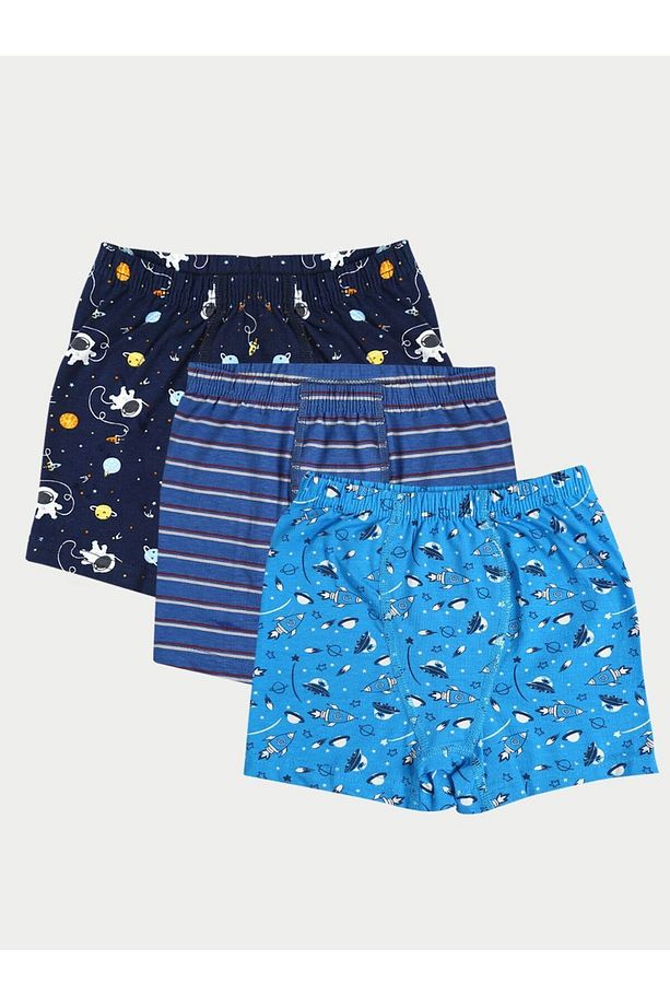 3'lü Erkek Çocuk Pamuklu Space Karışık Boxer - 1