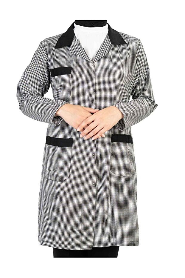 Onurteks Ekose Iş Önlüğü Pitikare Önlük Klasik Model Kadın / Pötikare Iş Önlüğü - 2