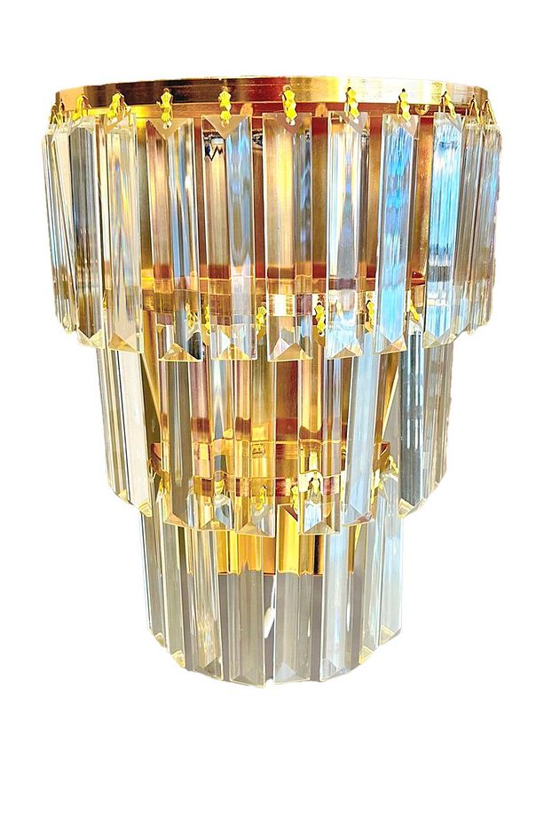 PİLLİ APLİK KRİSTAL TAŞLI GOLD (PARLAK SARI) DUVAR AYDINLATMASI - 1