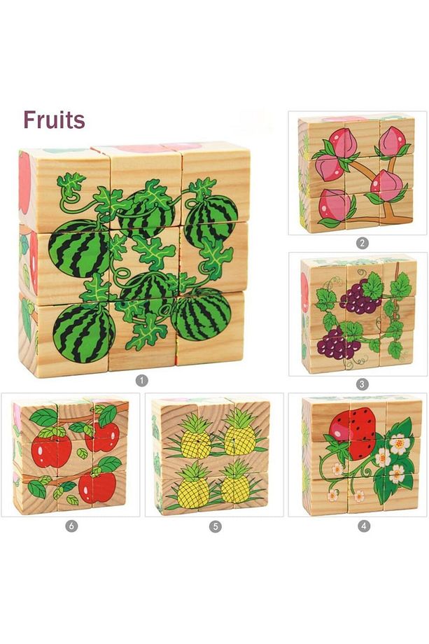 Tek Yapboz 6 Farklı Karakter 9’lu Ahşap Küp Eğitici Puzzle - 3