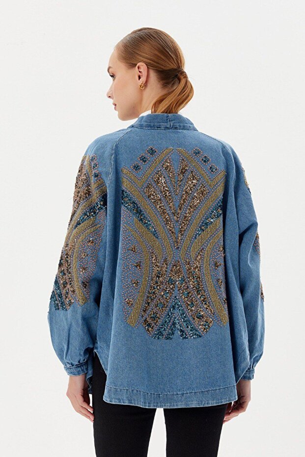 Blue Denim Kimono Jacket - 2