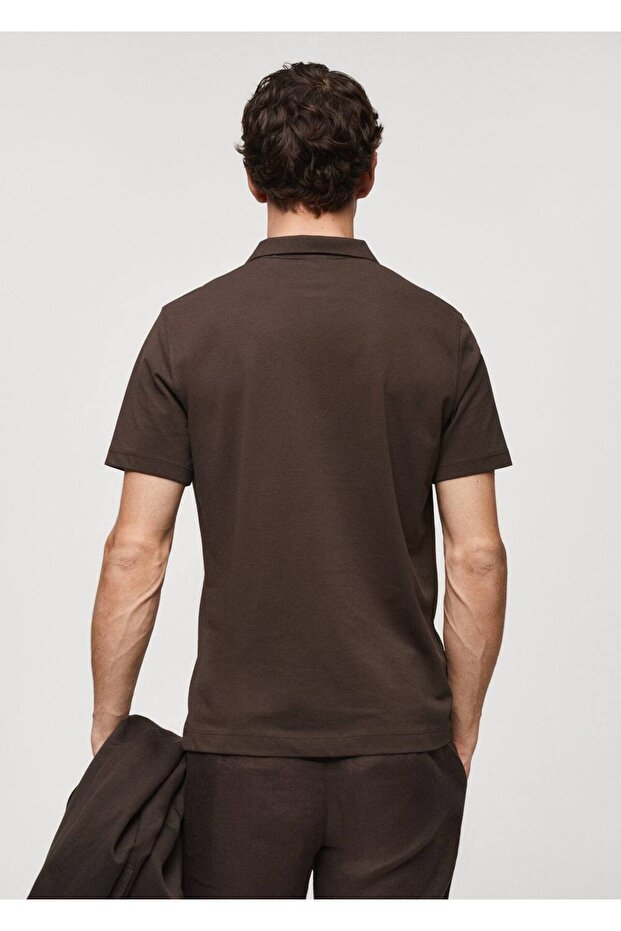 Pamuklu pike polo gömlek - 4