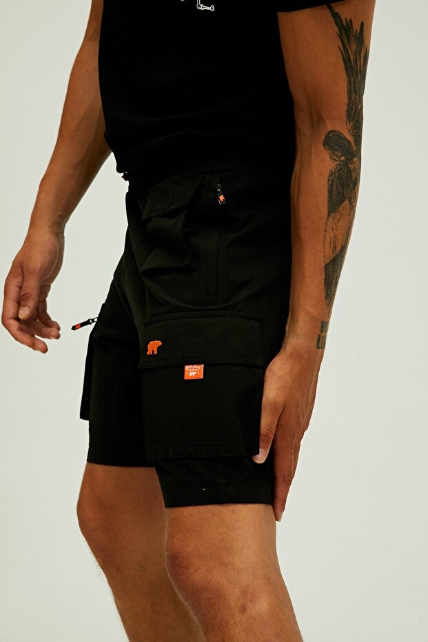 Toleda Siyah Kargo Cep Erkek Şort - 4