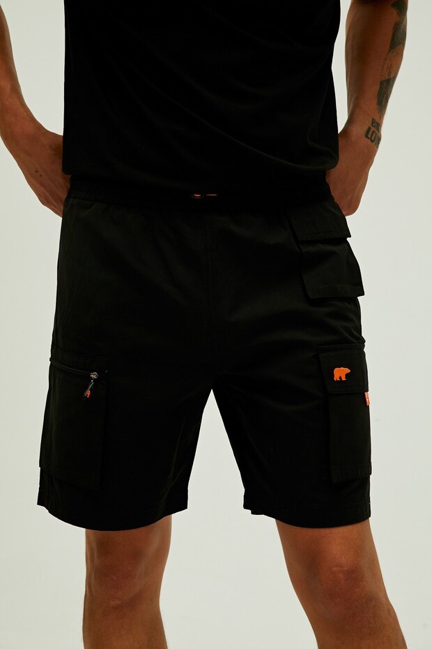 Toleda Siyah Kargo Cep Erkek Şort - 2
