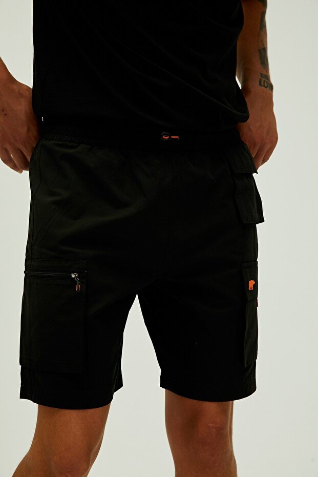 Toleda Siyah Kargo Cep Erkek Şort - 3