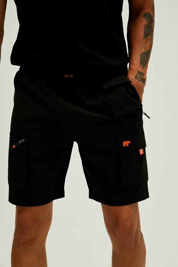 Toleda Siyah Kargo Cep Erkek Şort - 7
