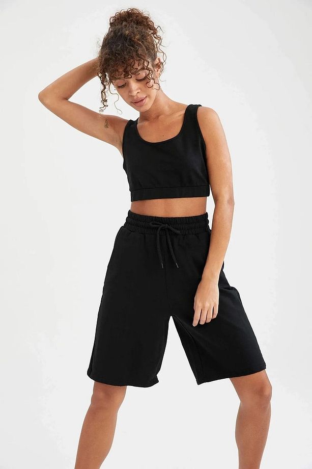 Siyah Oversize Unisex Spor Şort - 1
