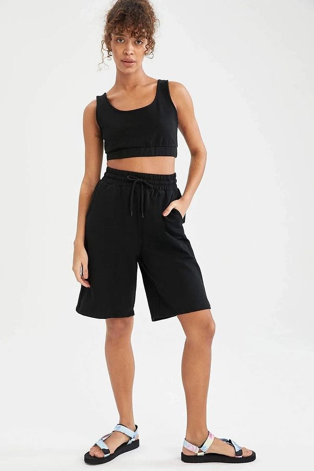 Siyah Oversize Unisex Spor Şort - 3