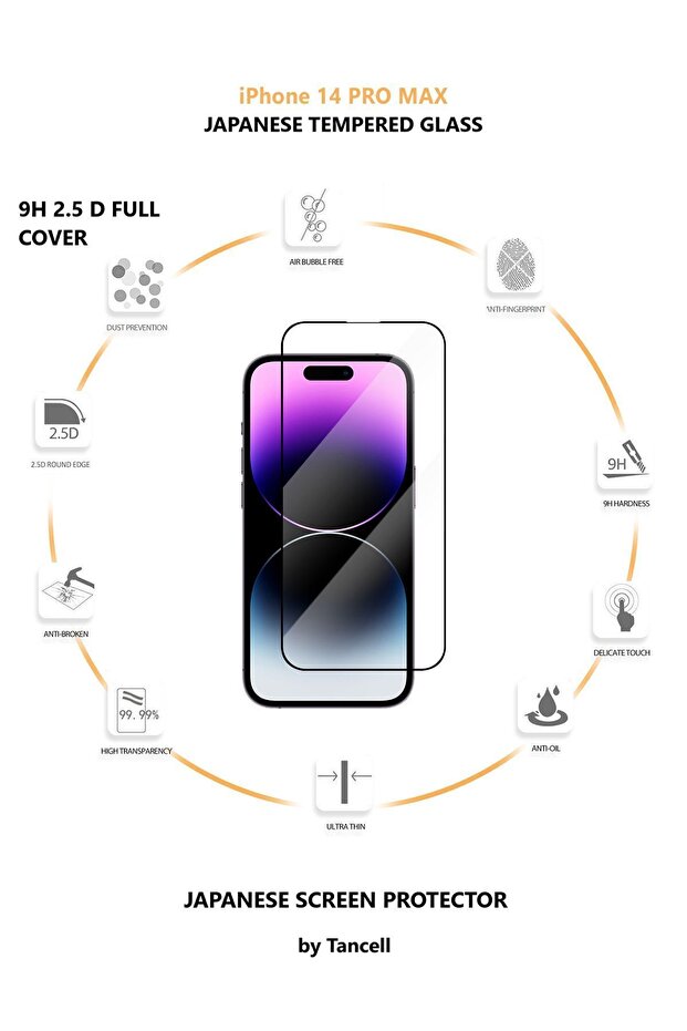 Iphone 14 Pro Max Ekran Koruyucu Tam Kaplayan Japon Kırılmaz Cam (1 Ad) 6.7inc 2.5d 9h - 3