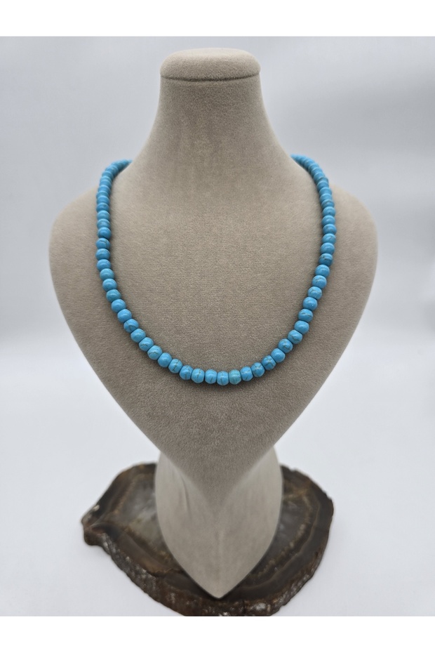 Turquoise / Turquoise Natural Stone Necklace 6 mm