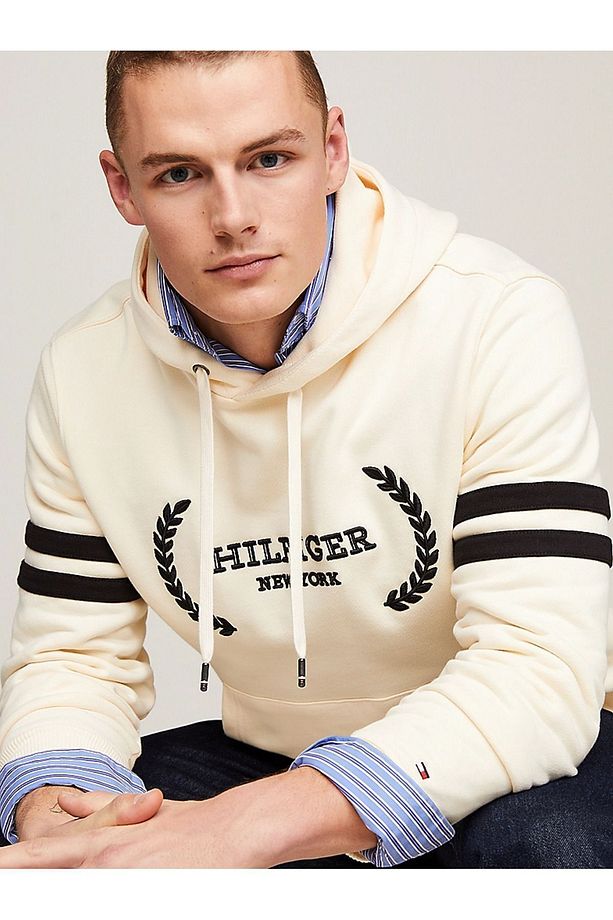 Erkek Marka Logolu Uzun Kollu Rahat Ekru Sweatshirt MW0MW33648-AEF - 3