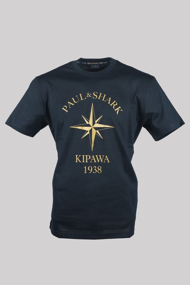 Men's Brand Logo Cotton Regular Fit Casual Navy Blue T-Shirt24411133-013