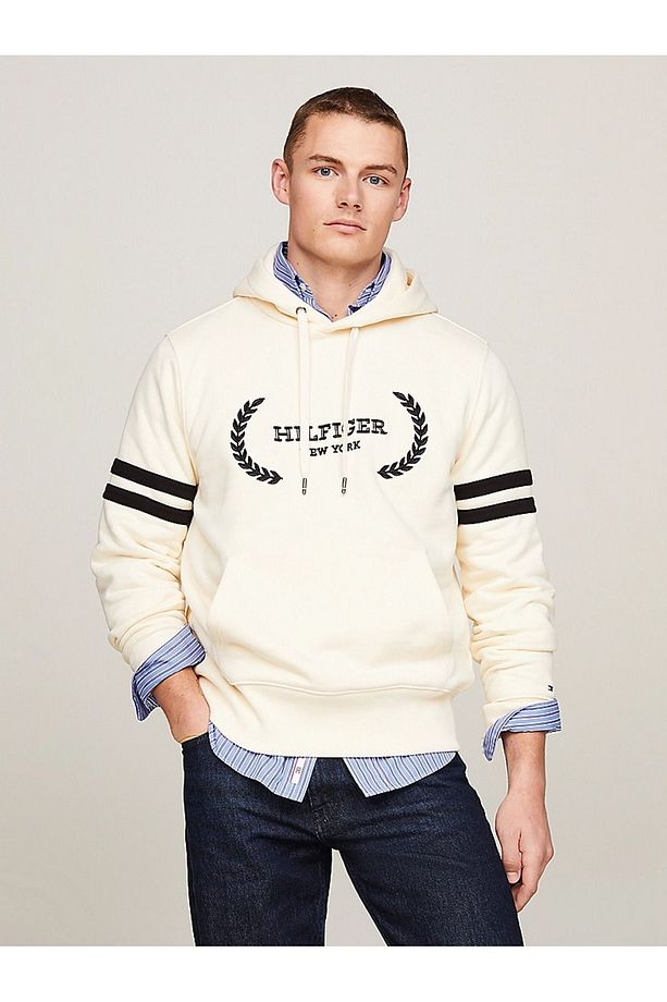 Erkek Marka Logolu Uzun Kollu Rahat Ekru Sweatshirt MW0MW33648-AEF - 1