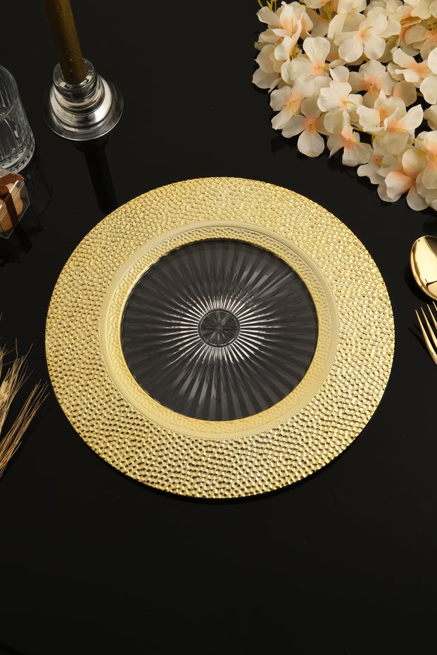 Mercan Gold Colored 6-piece Charger Set - Luxury Hard Plastic