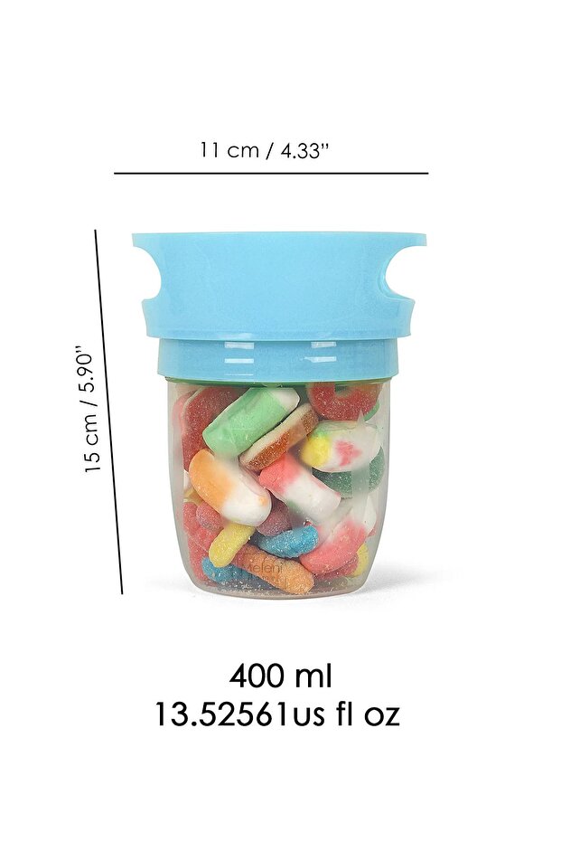 Dökülmeyi Önleyen Mama Kabı Atıştırma Bardağı - Çocuk Beslenme Kabı Mavi - 4